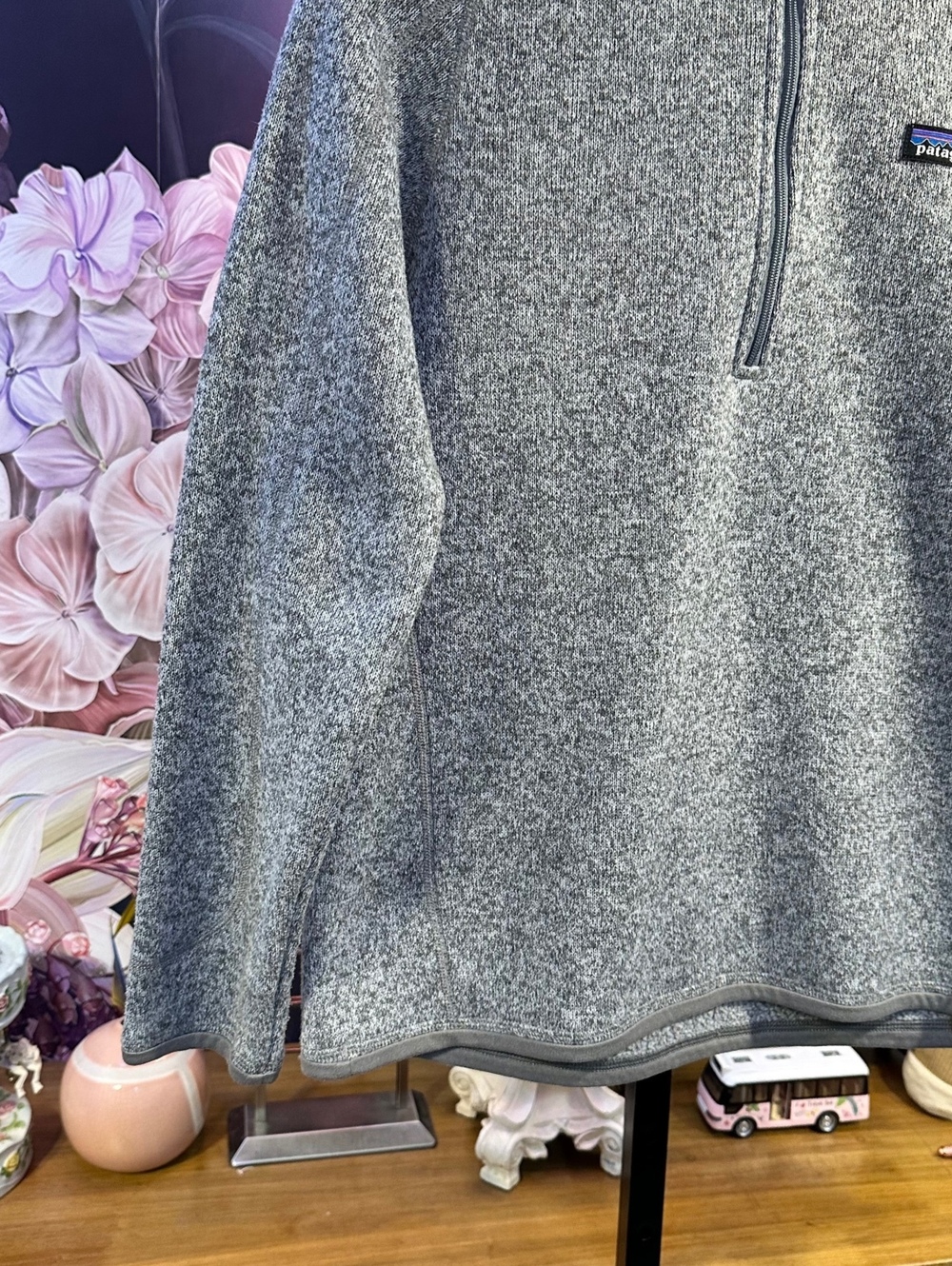 Patagonia M Fleece Pullover Women's Gray Sweater Knit Quarter Zip Fleece Outdoor - Picture 5 of 9